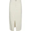 Pieces PCKenise MW Denim Ankle Skirt BC Off White