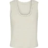Pieces PCKoe SL Reversible Knit Top Off White
