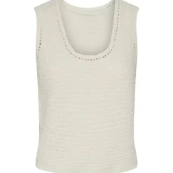 Pieces PCKoe SL Reversible Knit Top Off White