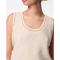 Pieces PCKoe SL Reversible Knit Top Off White