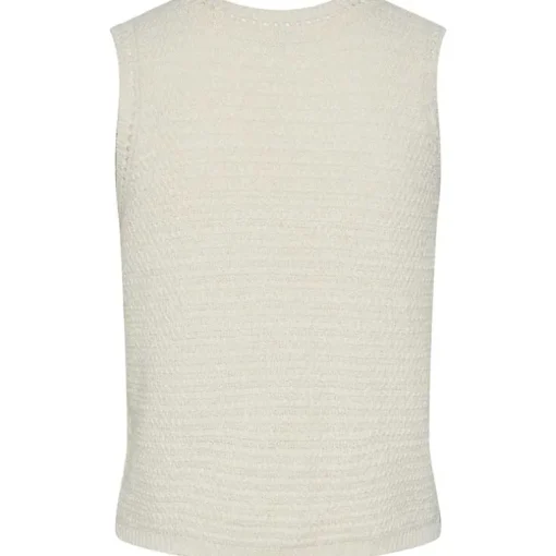Pieces PCKoe SL Reversible Knit Top Off White