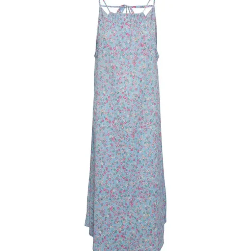 PIECES PCLUNA STRAP MIDI DRESS LYSEBLÅ