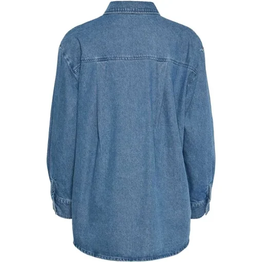 Pieces PCMaisie Ls Denim Shirt Noos Medium Blue Denim
