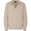 Pieces PcMalou LS Polo Knit Noos Taupe Gray Melange