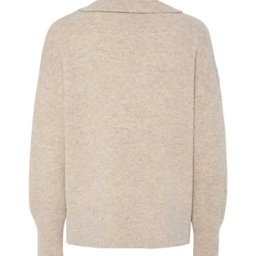 Pieces PcMalou LS Polo Knit Noos Taupe Gray Melange