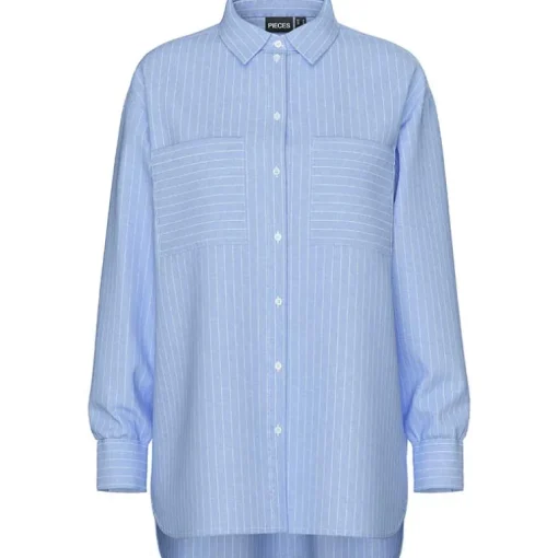 Pieces PCMelia LS Loose Shirt Noos Grapemist Stripes