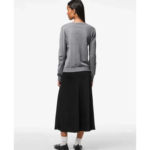 Pieces PCNora LS O-neck Knit Cardigan Noos Medium Grey Melange