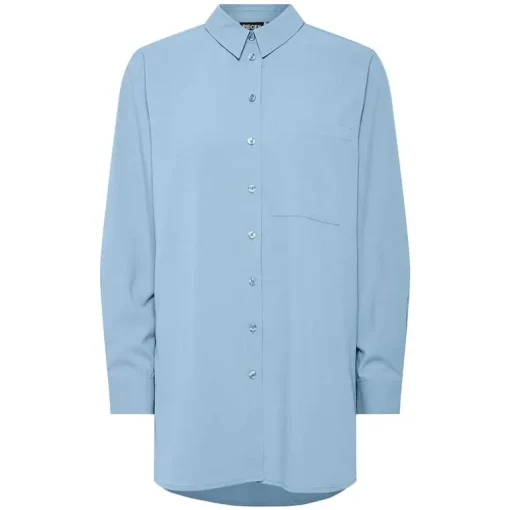 Pieces PcPoppy Ls Oxford Loose Shirt WVN Noos Cashmere Blue