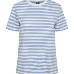Pieces PCRia SS Tee Stripes Noos Hydrangea