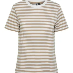 Pieces PCRia SS Tee Stripes Noos Silver Mink