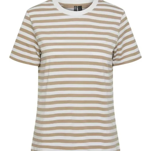 Pieces PCRia SS Tee Stripes Noos Silver Mink
