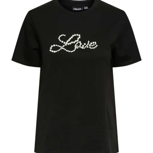 Pieces PCRine SS Printed T-Shirt Black