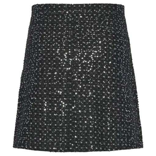Pieces PCRoberta HW Mini Sequins Denim Skirt Grey Denim