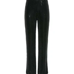 Pieces PCSiddy HW Straight Pants Black Sequins