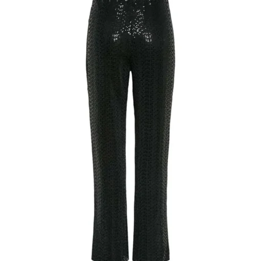 Pieces PCSiddy HW Straight Pants Black Sequins