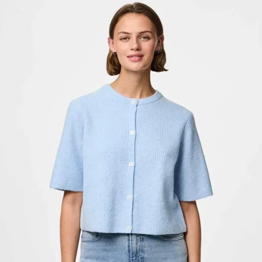 Pieces PCSilly SS O-Neck Knit Cardigan Noos Cashmere Blue