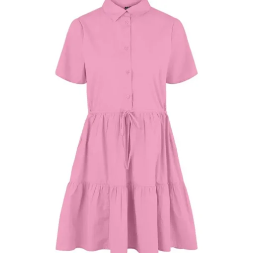 PIECES PCVALDINE SS SHIRT DRESS PINK
