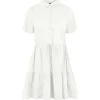 PIECES PCVALDINE SS SHIRT DRESS HVID