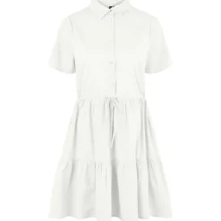 PIECES PCVALDINE SS SHIRT DRESS HVID