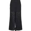 Pieces PCWendy MW Broderie Angalise Pant D2D Sort