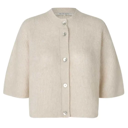 Second Female Andrea Knit Rib Cardigan Pumice Stone