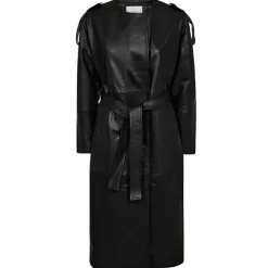 Co Couture PhoebeCC Leather Wrap Trench Black