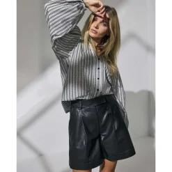 Co Couture PhoebeCC Leather Pleat Shorts Black
