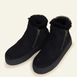 Laidbacklondon Setsu Platform Crochet Black Suede