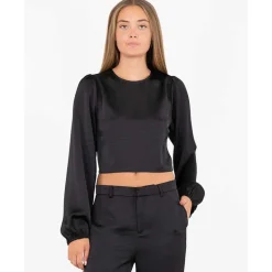NEO NOIR AURA HEAVY SATEEN BLOUSE SORT