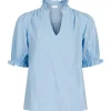 Neo Noir Odesa Linen Blouse Lyseblå