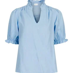 Neo Noir Odesa Linen Blouse Lyseblå
