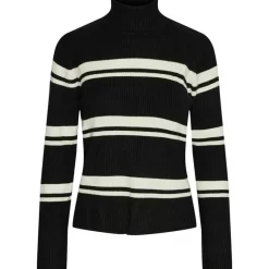Pieces PCAnomi LS Rollneck Knit Black/Cloud Dancer