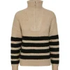 Pieces PCBrooks LS Half Zip Knit Sand