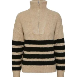 Pieces PCBrooks LS Half Zip Knit Sand